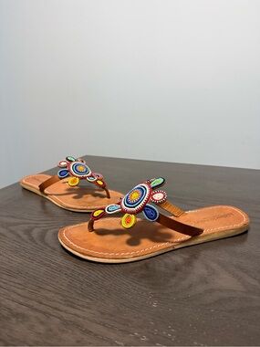 Laidback London Simba Beaded Tribal Sandals size 41(US 9,5-10) Boho Handmade